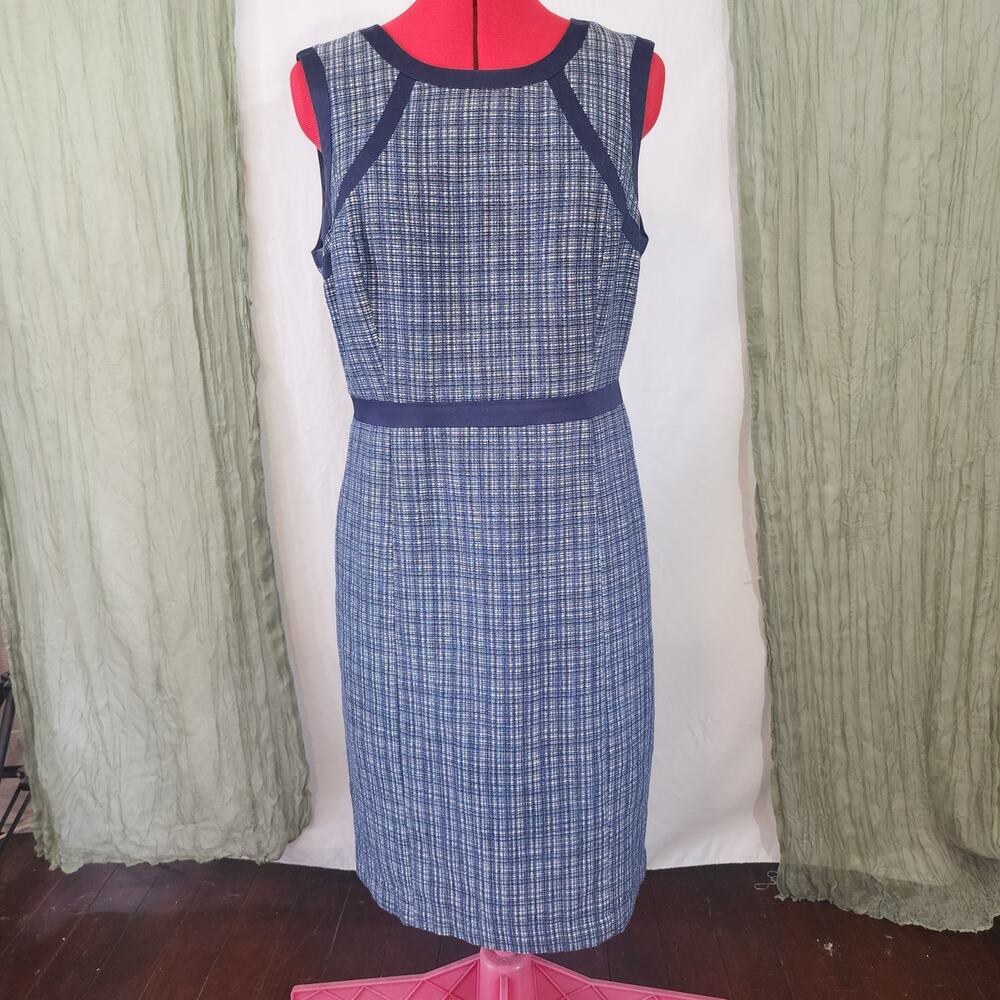 Talbots Blue Sleeveless Knee Length Pencil Sheath Dress Size 10